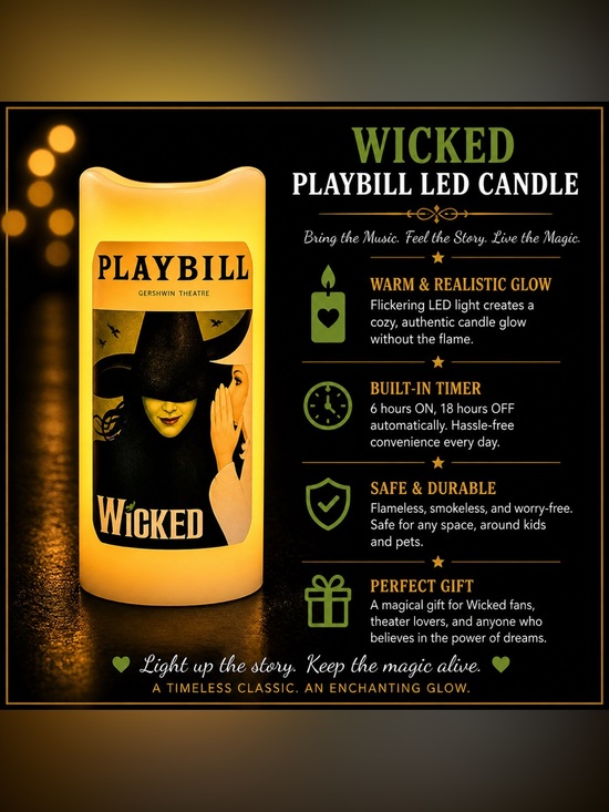 Other - *30off3*‎ NWT. 🕯Broadway Wicked Musical Theater Flameless Candle